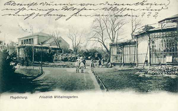 Gewächshäuser am Friedrich Wilhelmsgarten um 1905