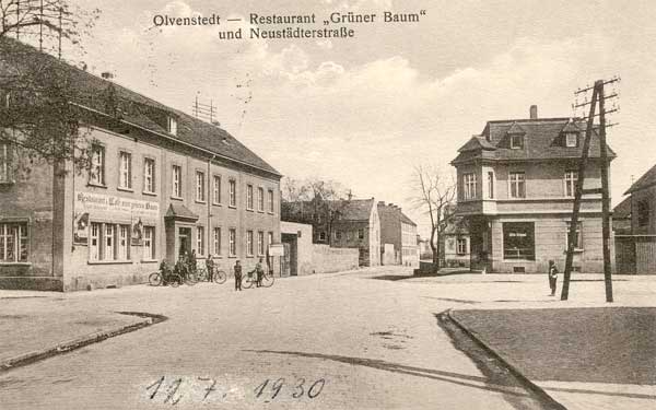 Das Restaurant "Grüner Baum" und Neustädterstraße