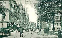 Der Breite Weg mit Hauptpost um 1915